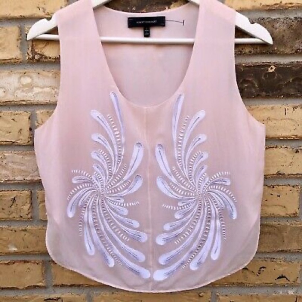 Robert Rodriguez Pink Silk Embroidered Blouse